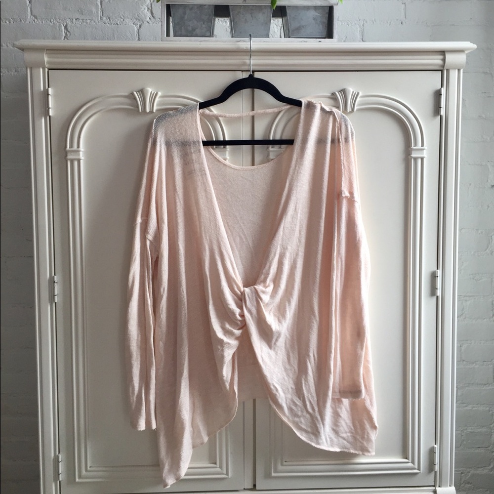 Free People Light Pink Drop-back Sweater - Picture 2 of 2
